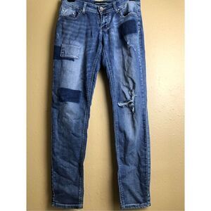 Almost Famous Juniors Mid-Rise Patchwork Distressed Jeans Size 7